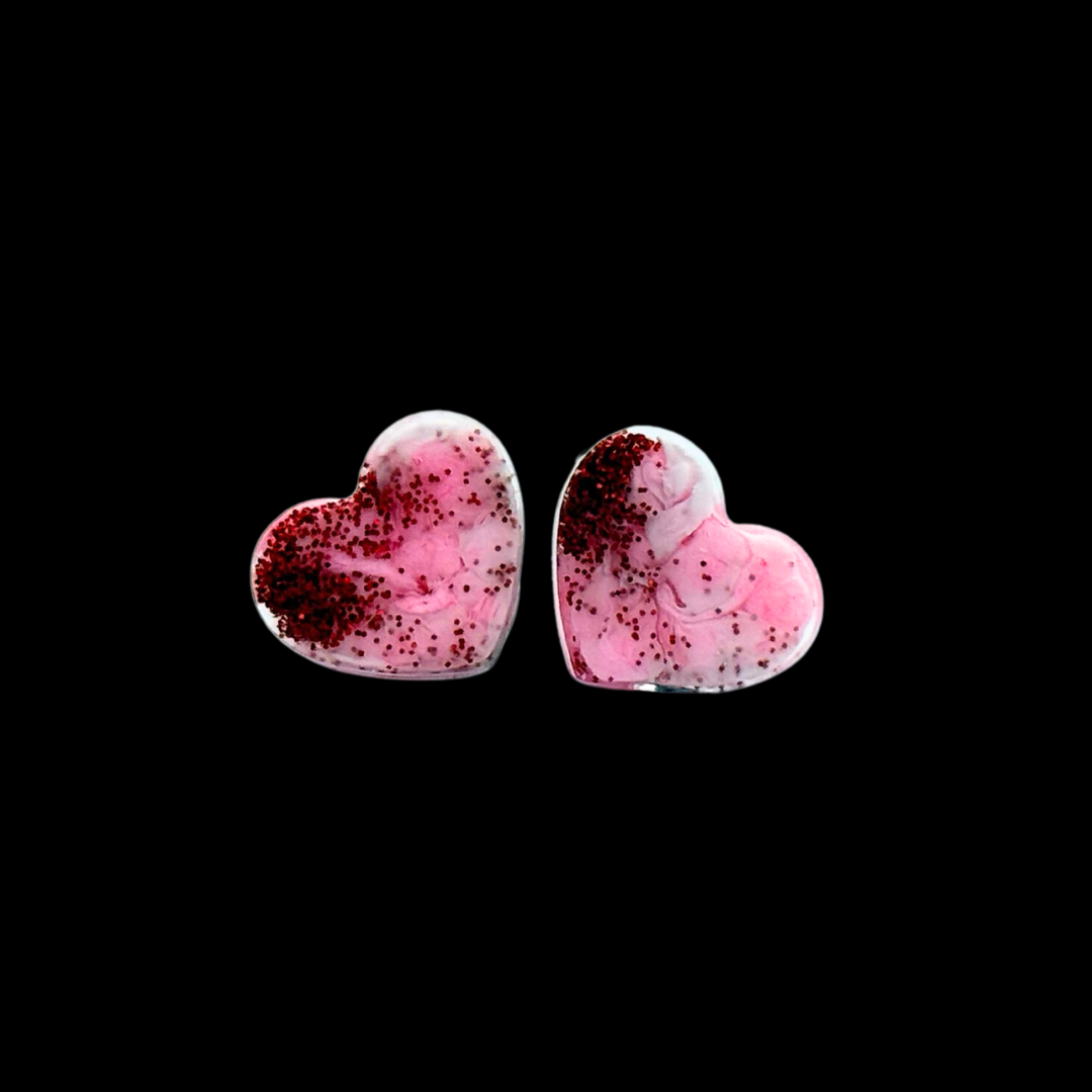 Pink Swirl Heart Earrings