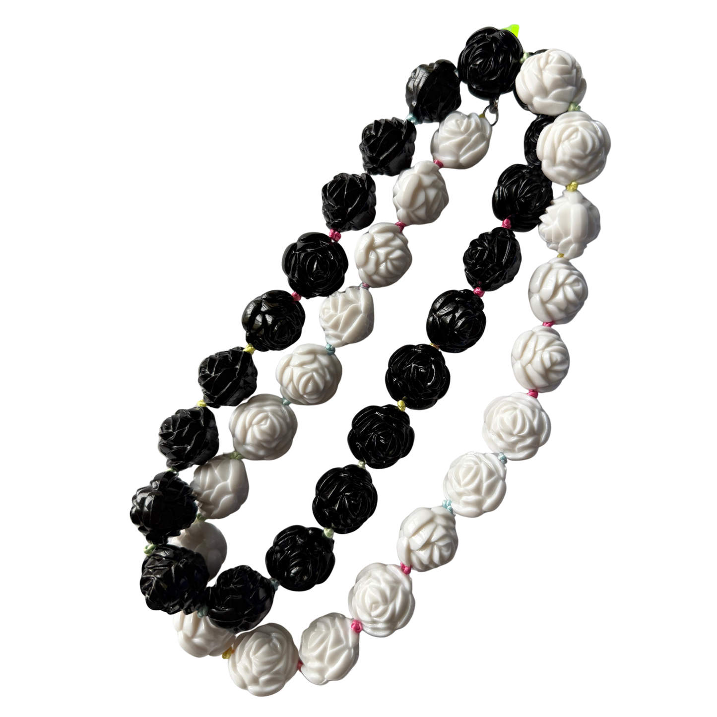 Black and White Wrap Me In Roses Necklace