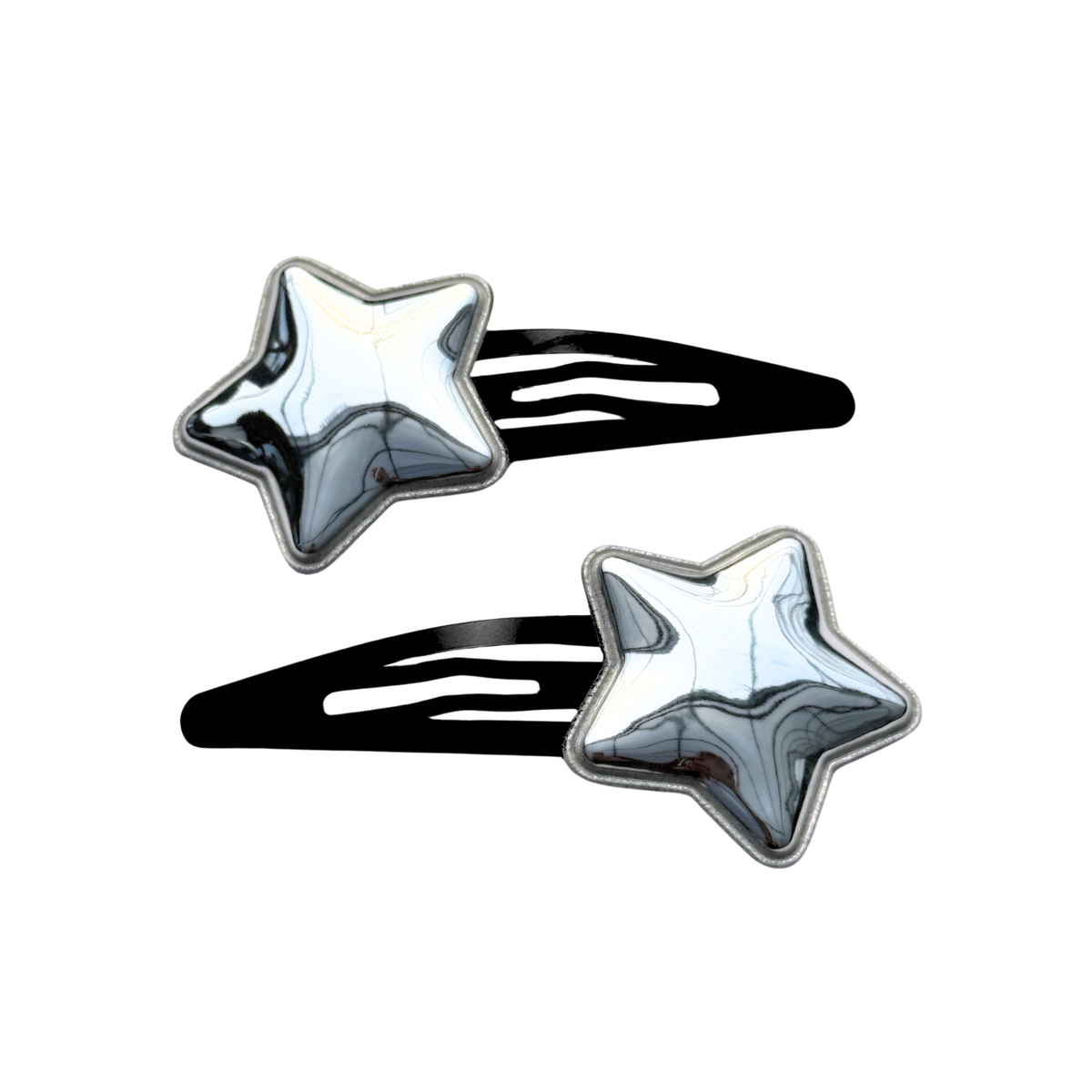 Silver Kawaii Star Hair Clips