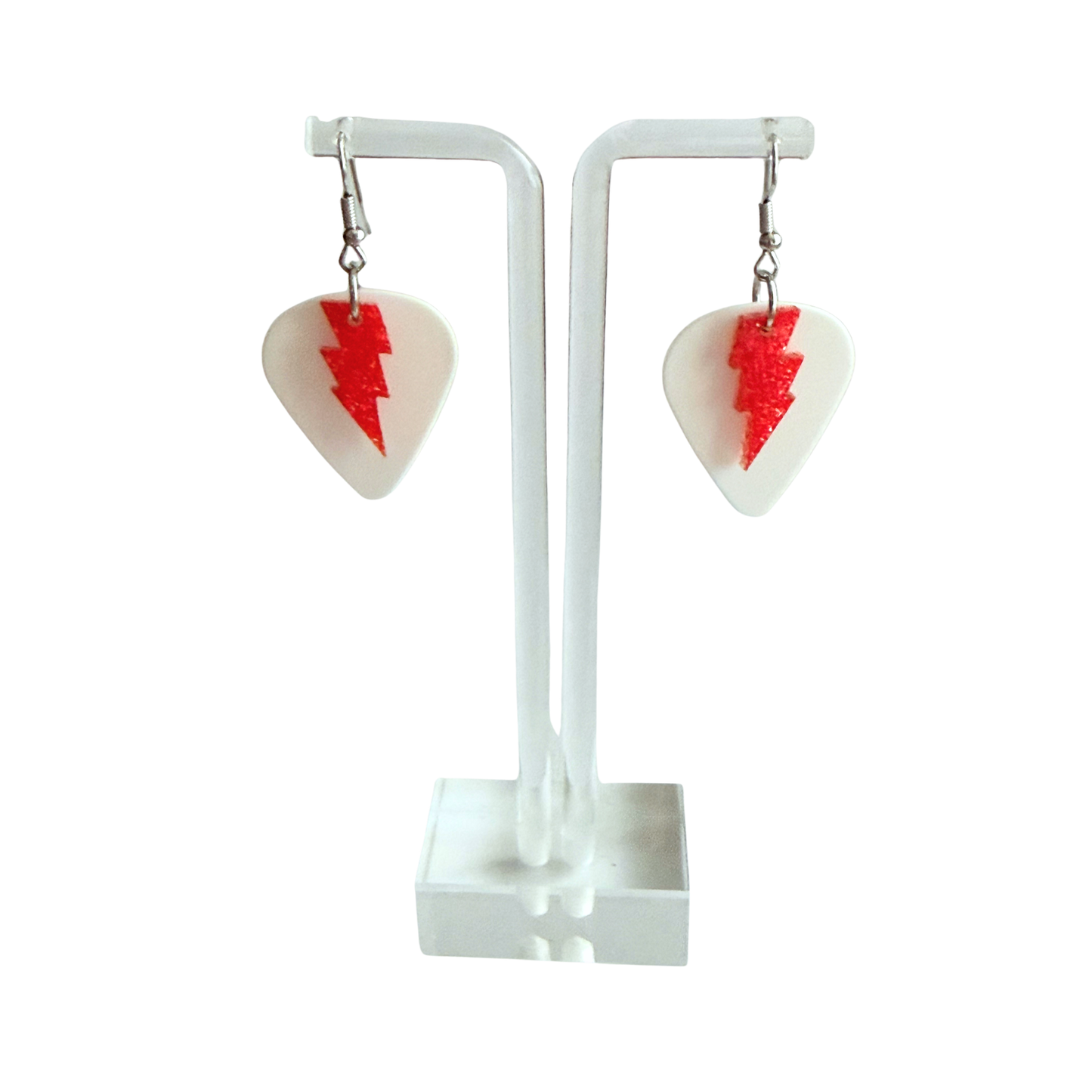 White Red Rock Star Earrings