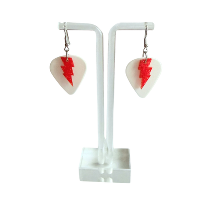 White Red Rock Star Earrings