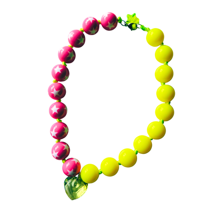 Star Punk Necklace Hot Pink and Neon Yellow