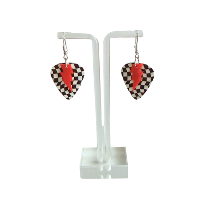 Red Check Rock Star Earrings