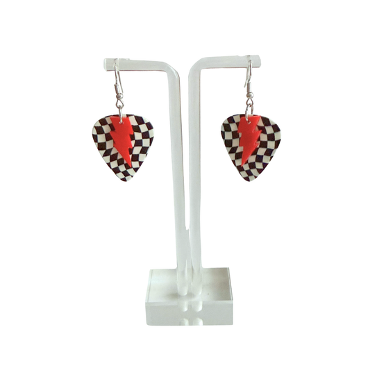 Red Check Rock Star Earrings