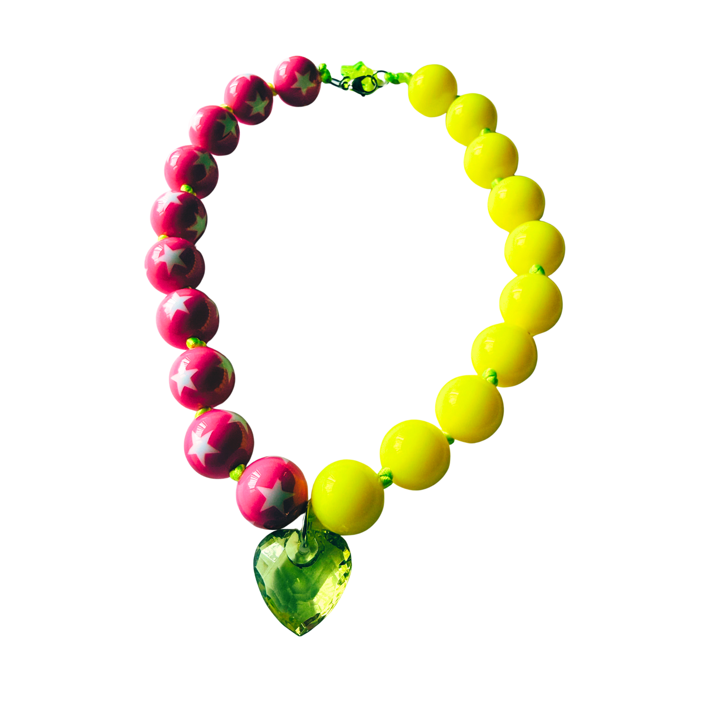 Star Punk Necklace Hot Pink and Neon Yellow