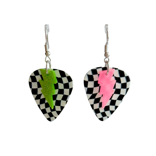 Pink Lime  Rock Star Earrings