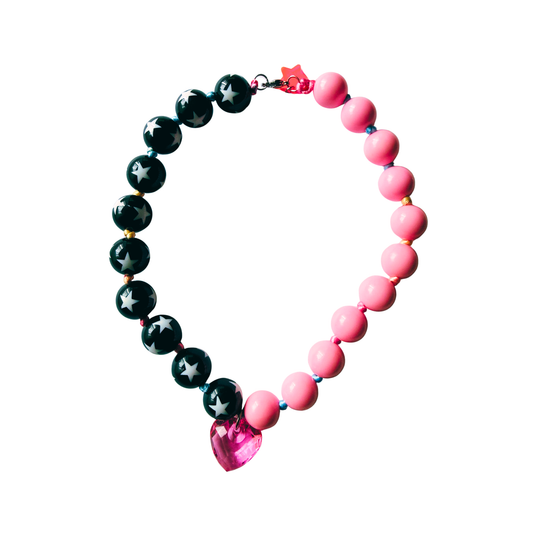 Star Punk Necklace Black and Pink