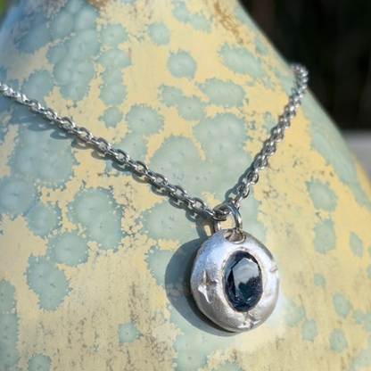 Blue Montana Sapphire Silver Pendant