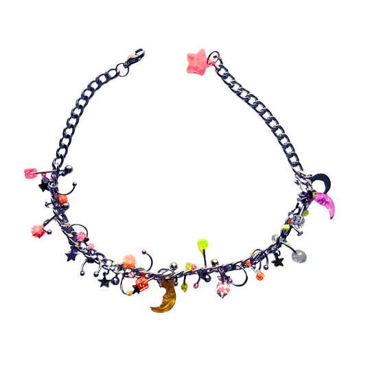 Orange Pink Pierced Necklace