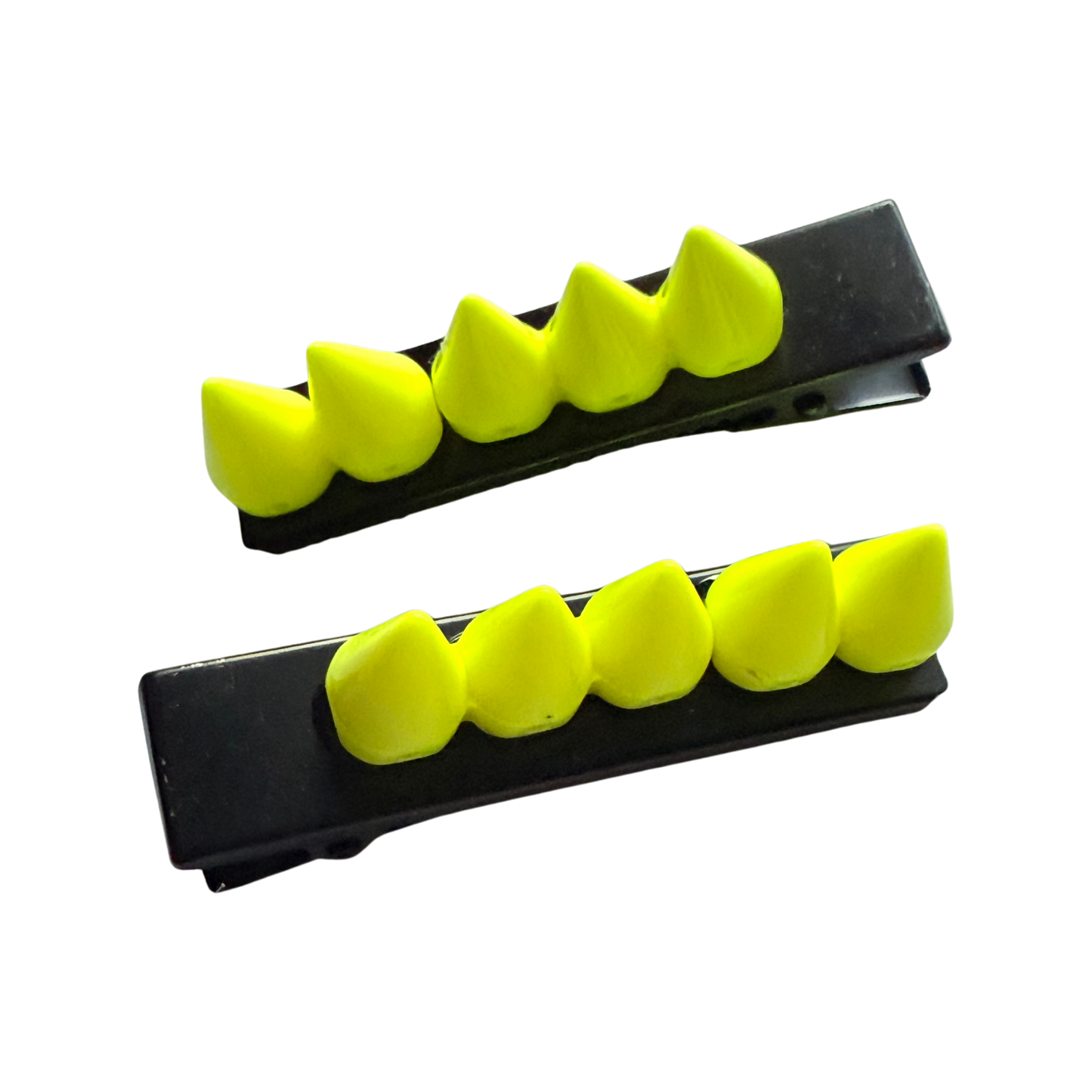 Neon Yellow Noir Spiked Hair Clips