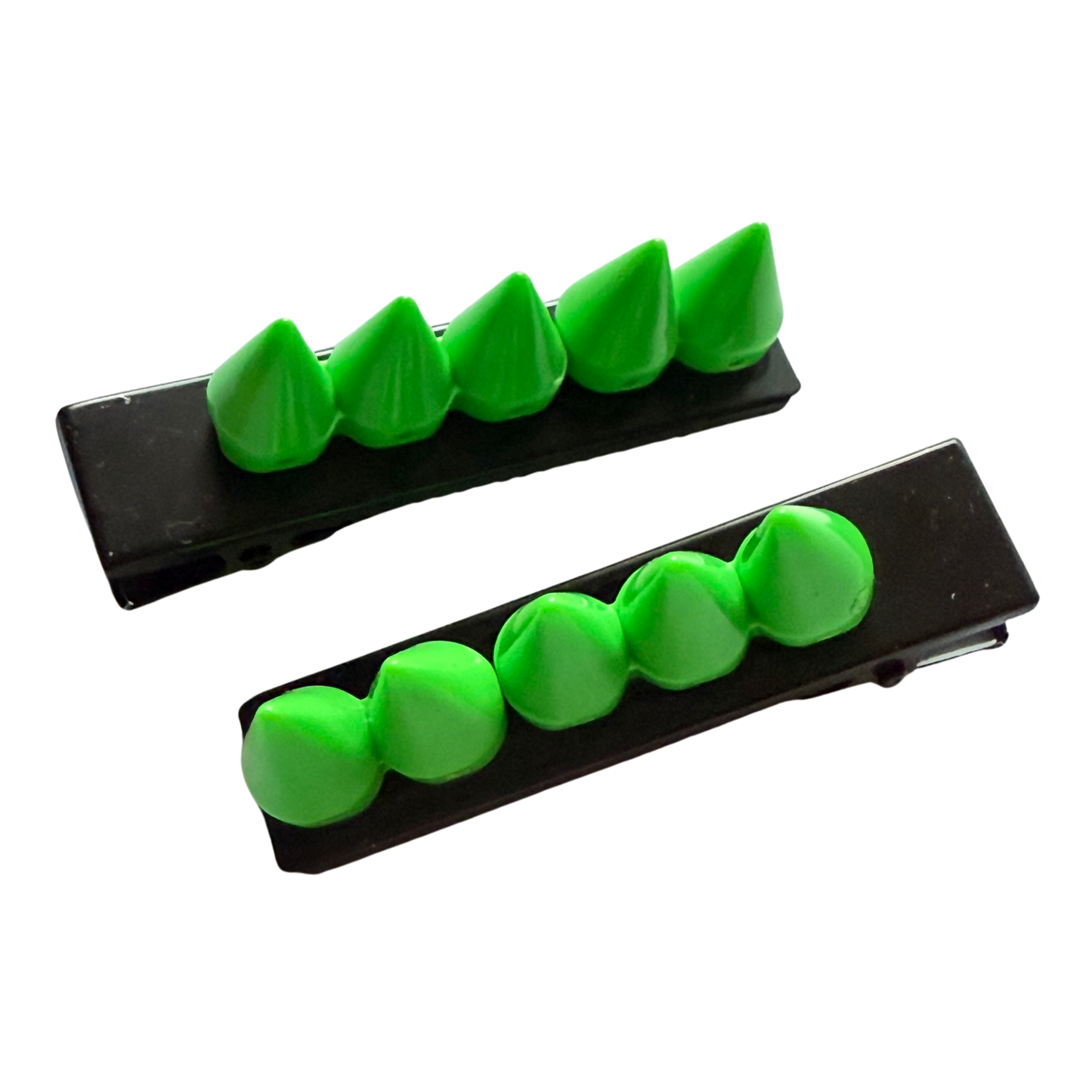 Neon Green Noir Spiked Hair Clips