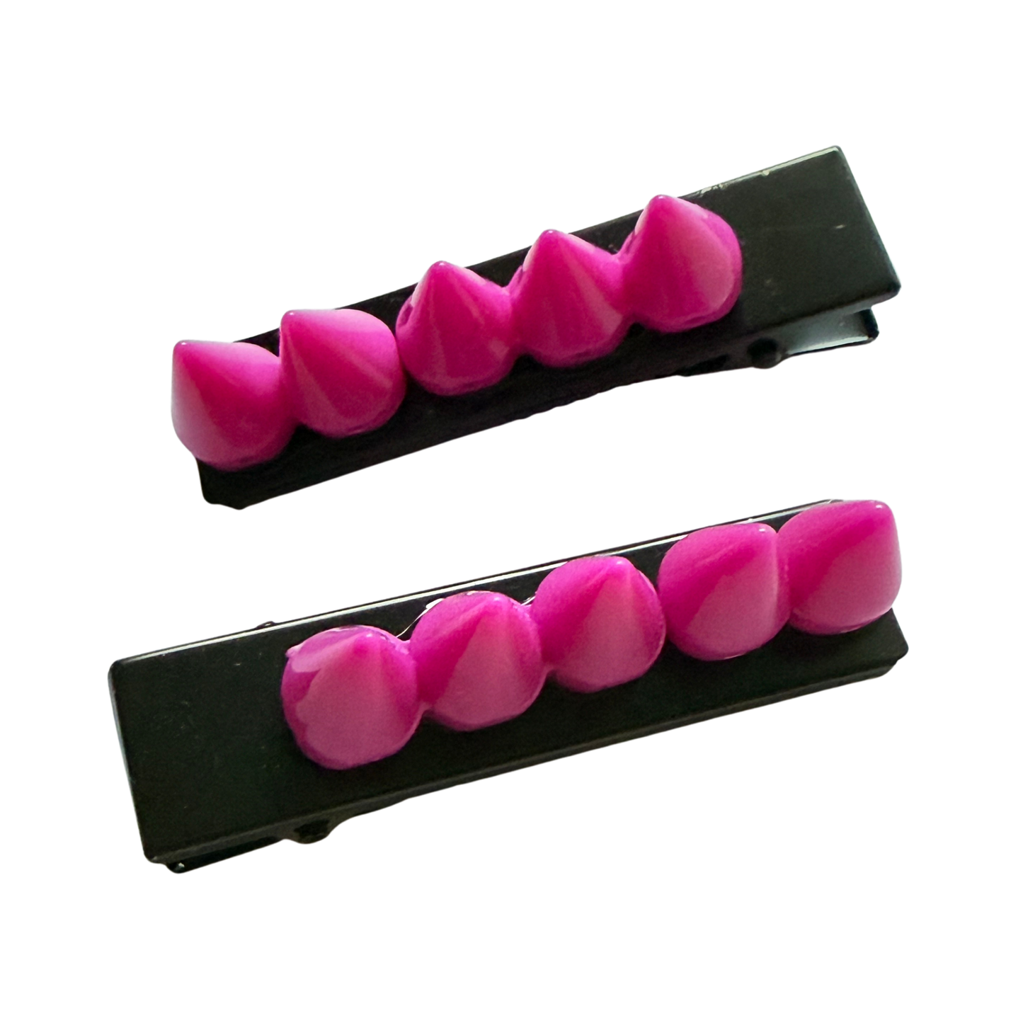 Neon Fuchsia Noir Spiked Hair Clips
