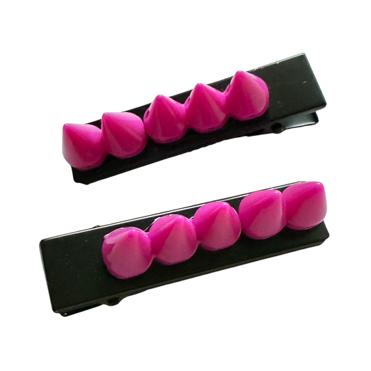 Neon Fuchsia Noir Spiked Hair Clips