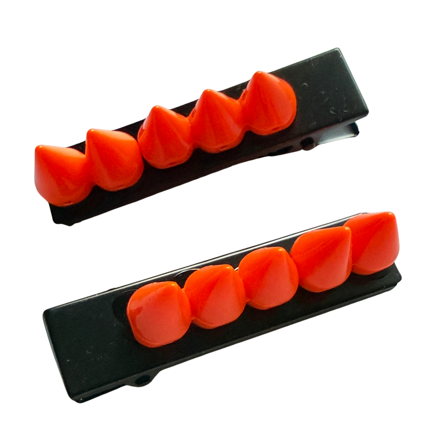 Neon Orange Noir Spiked Hair Clips