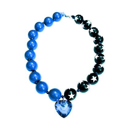 Star Punk Necklace Black and Blue