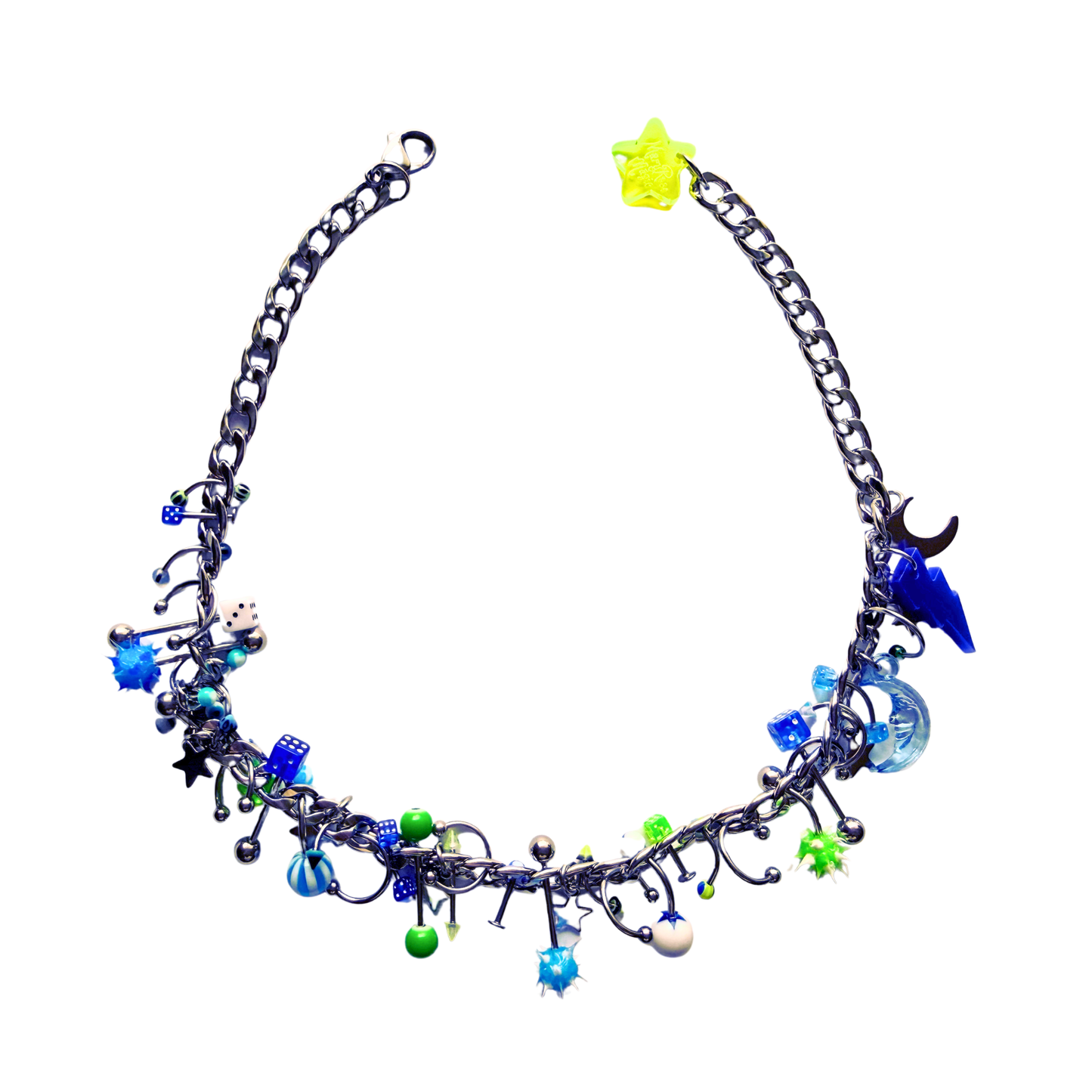 Blue Green Pierced Necklace