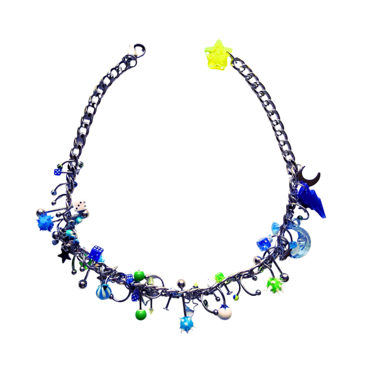 Blue Green Pierced Necklace