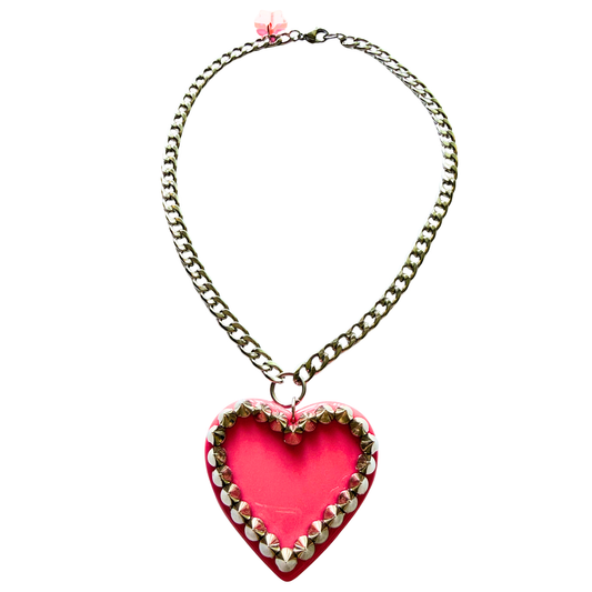 Hot Pink Heart of Thorns Necklace