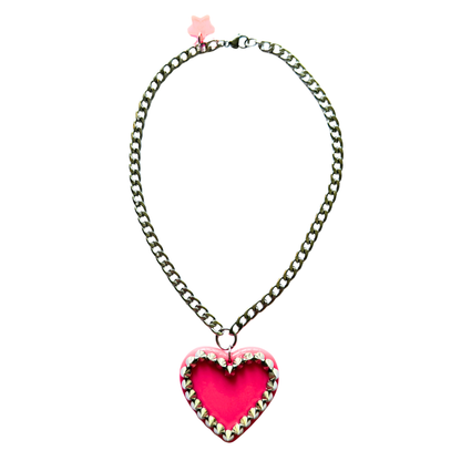 Hot Pink Heart of Thorns Necklace