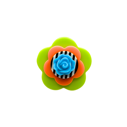 Lime Orange Flower Cocktail Ring