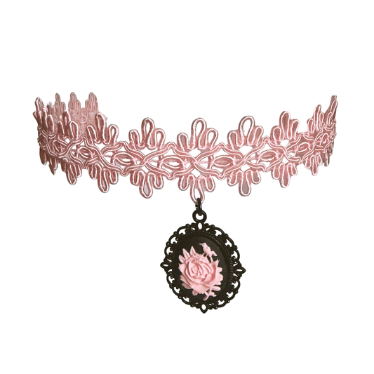Pink Lace Choker Necklace