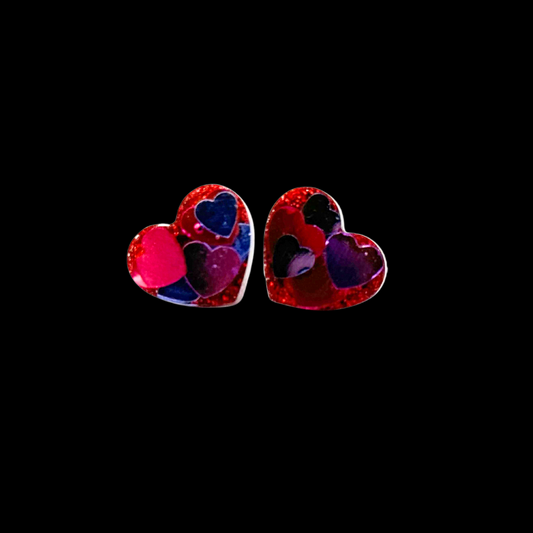 Red Confetti Heart Earrings