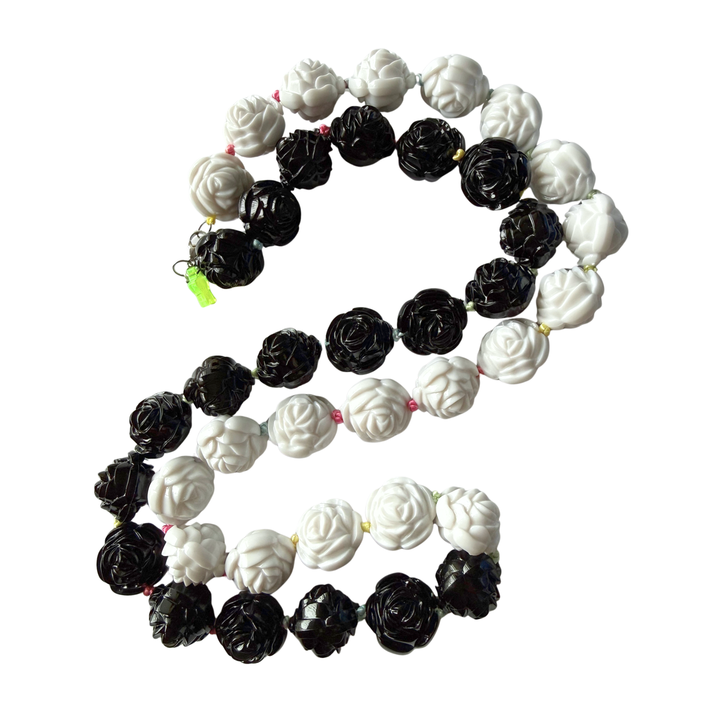 Black and White Wrap Me In Roses Necklace