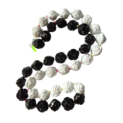 Black and White Wrap Me In Roses Necklace