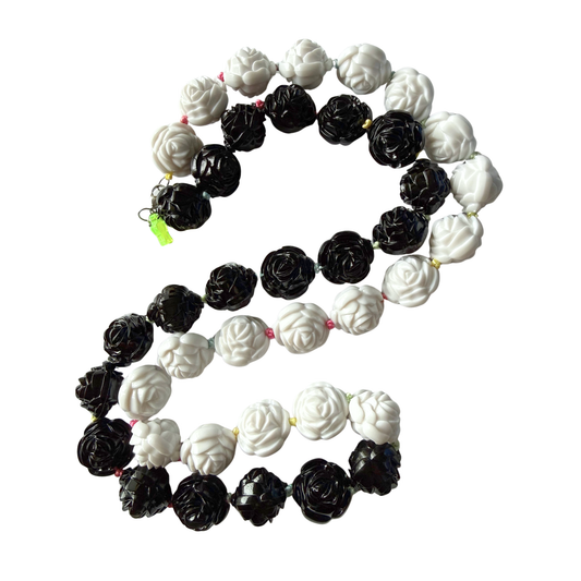 Black and White Wrap Me In Roses Necklace