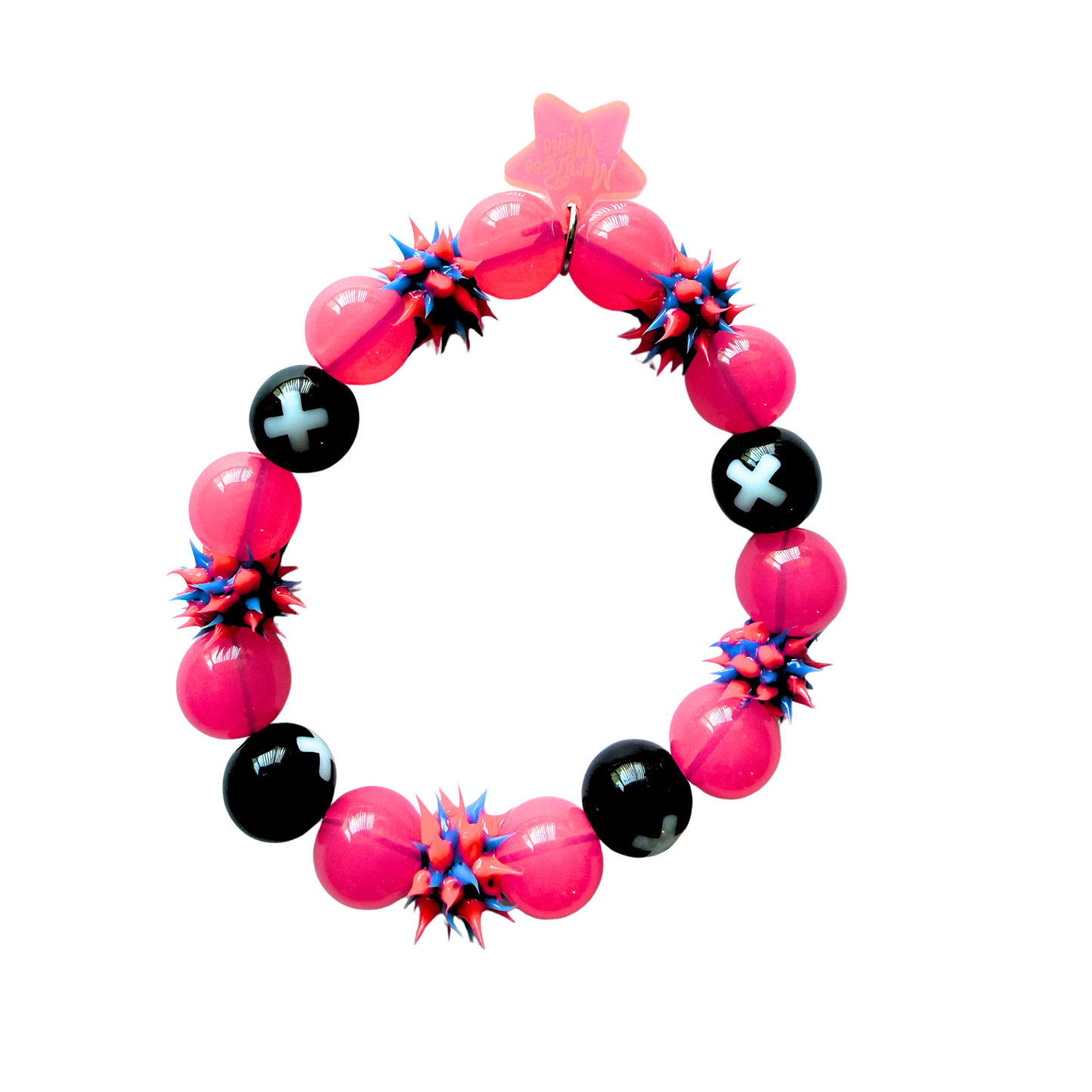 Y2K Pink Punk Spike Bracelet