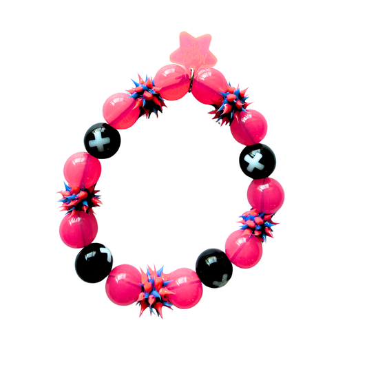 Y2K Pink Punk Spike Bracelet